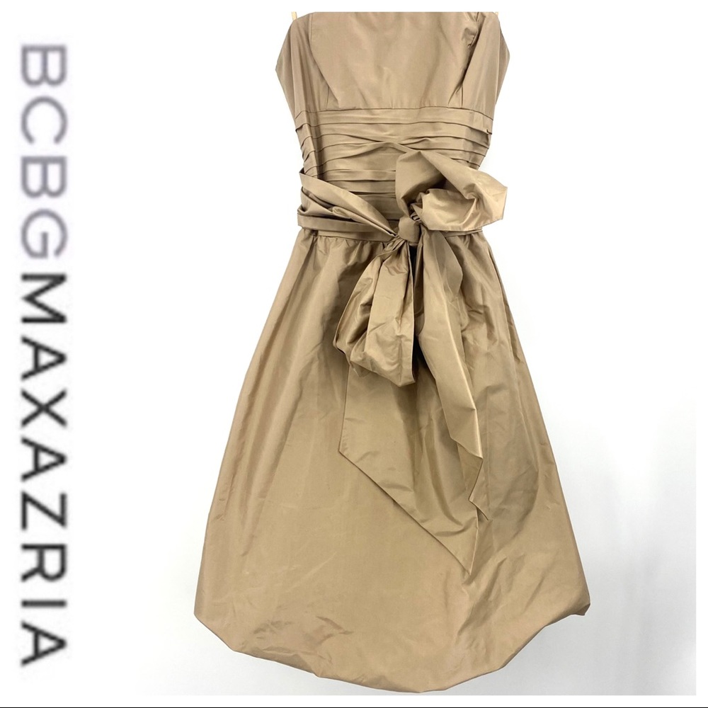 💕SALE💕BCBGMaxAzria Silk Taffeta Strapless Dress - Picture 5 of 11
